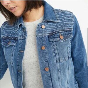 Marine Layer Eileen Embroidered Denim Jacket - Size Large